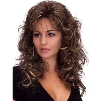 Natural Hairline Women Heat-Resistant Wigs Synthetic Wig Fluffy Curly Wave Wig for Black and White Women