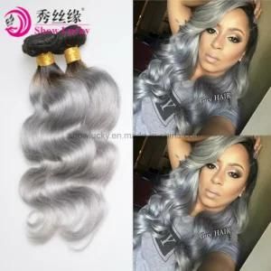 Fashionable Style 100% Two Tone Peruvian Hair Weft Ombre Colored 1b/Gray Grey Hair Body Wave at Wholesale Price