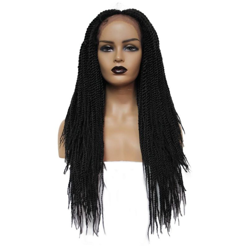 28 Inch Straight Braided Wigs for Women Synthetic Hair Wig Small Senegalese Twist Lace Front Braids Wigs with Baby Hair