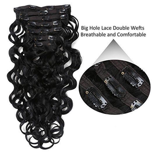 Brazilian Hair Extension Clip in Human Hair Extension 22inch 7PCS for Full Head (AV-CH140-22-2)