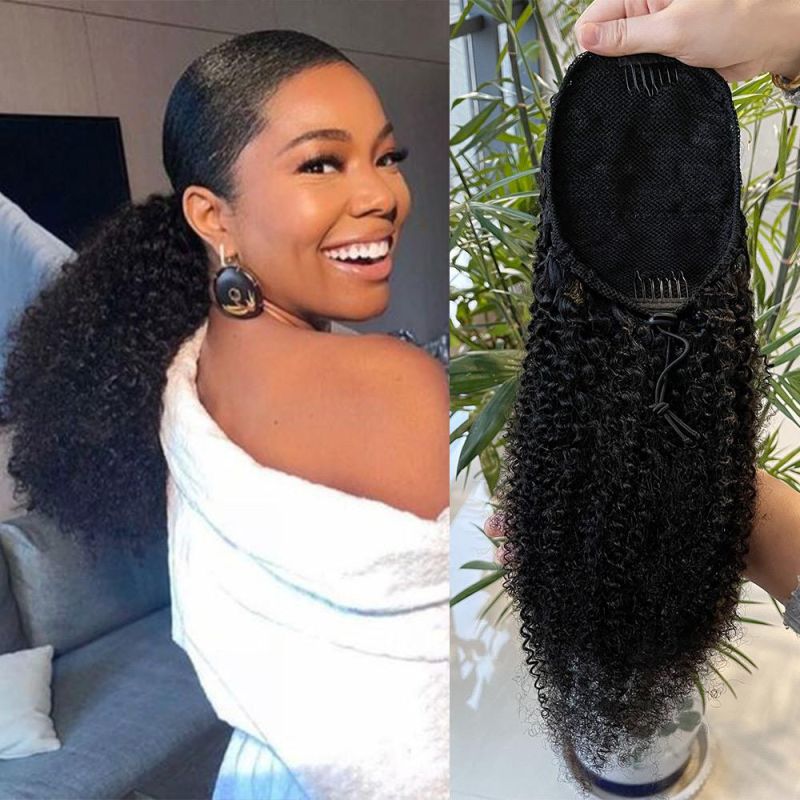 Kbeth Ponytail Human Hair Extension Heatless Healthy Hair 2021 Fashion Cool Long Kinly Curly Customize Accept Factory Supply Extensions Good Quality