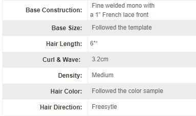 High Quality Custom Made Toupee for Men All Remy Human Hair