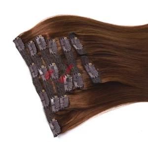 Virgin Cuticle Aligned Human Hair Clip in Hair Extension #8 (Ash brown)