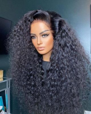 Brazilian 100% Virgin Human Hair Wholesale Deep Wave Curly Lace Front Wigs Transparent HD Lace Frontal Wig for Black Women
