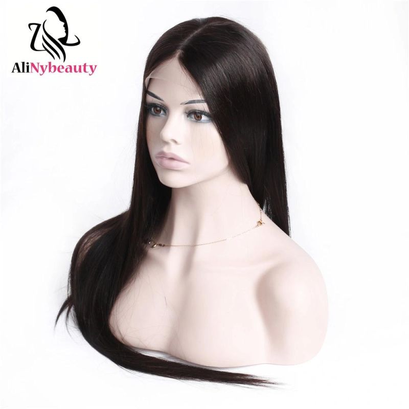 Alinybeauty Virgin Brazilian Natural Straight Human Hair Full Lace Wig