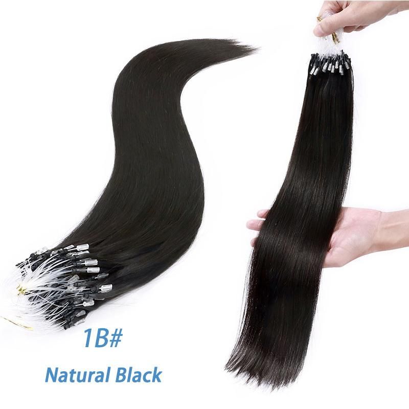 1b# off Black 20" 0.5g/S 100PCS Straight Micro Bead Hair Extensions Non-Remy Micro Loop Human Hair Extensions Micro Ring Extensions