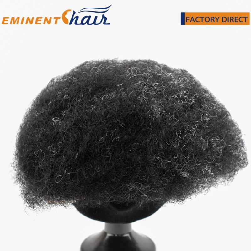 Custom Afro Curly Toupee for Men Fine Mono with PU Sides Hair