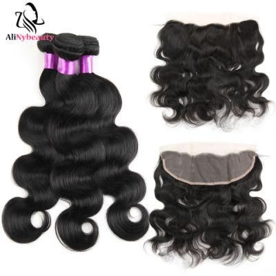 3 Bundles with Lace Frontal Brazilian Remy Hair Human Hair Extension