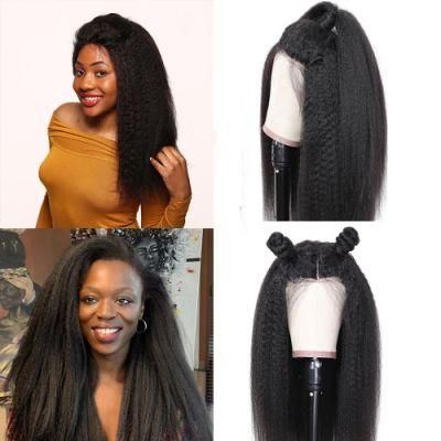 Wholesale 30 Inch Human Hair 4*4 Lace Front Wig Kinky Straight Wig Lace Front Closure Wig