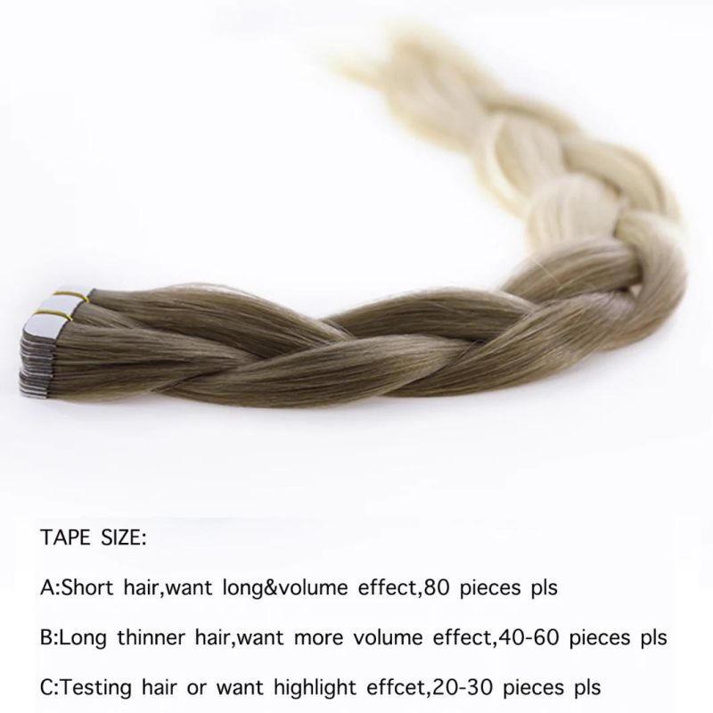 Factory Price European Virgin Remy Hair Cuticle Intact Tape in Hair Extension Piano Color