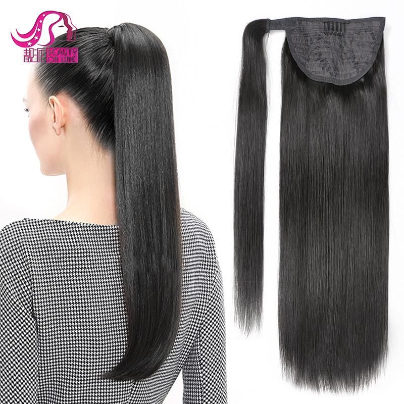 10-40inch Double Drawn 100% Remy Russia Human Hair Wrap Clip Ponytail Hair Extension, Wholesale Drawstring Ponytail Hairpiece, Human Hair Ponytail Extensions