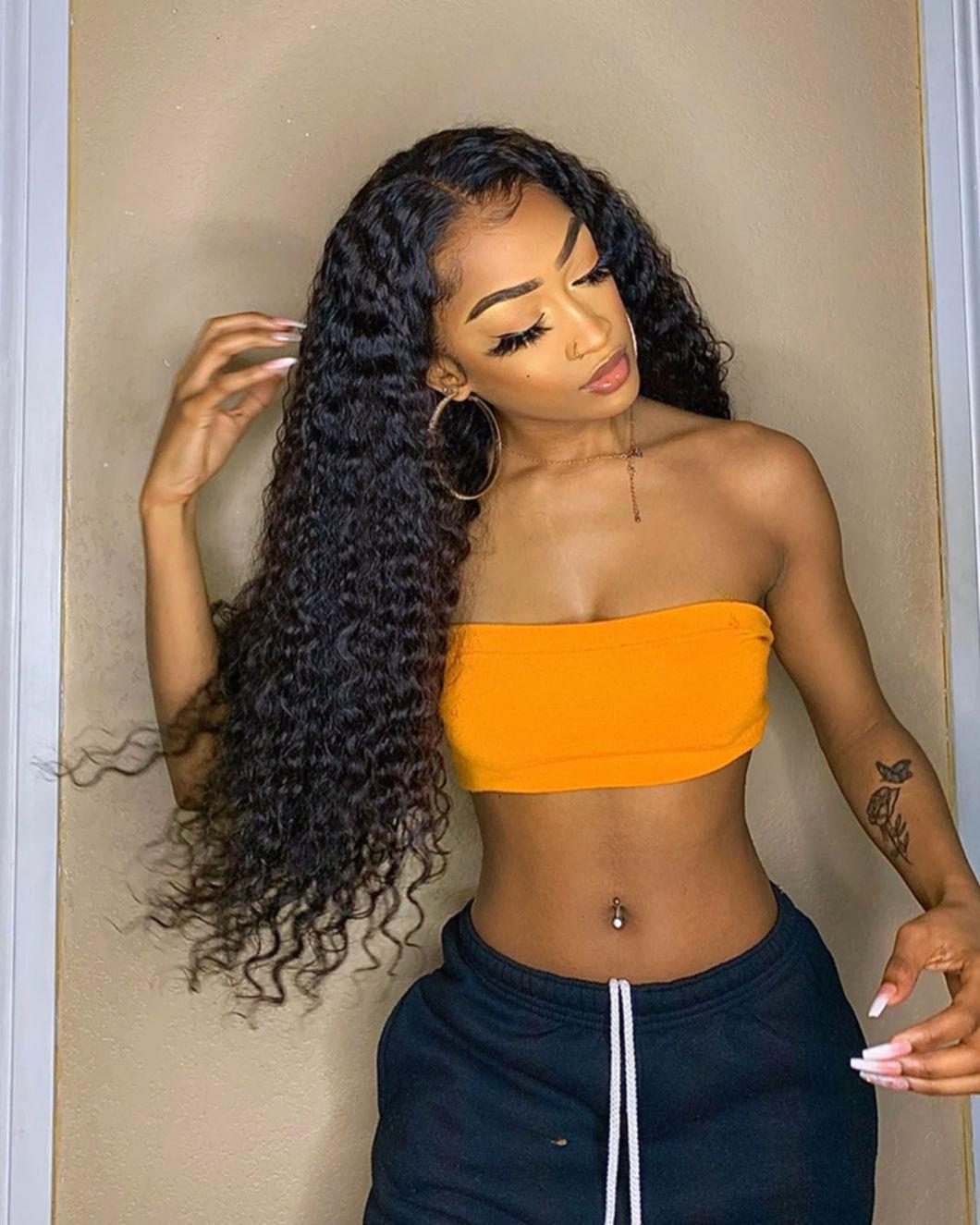 Water Wave Human Hair Bundles Curly Deep Brazilian Hair Weave Bundles Long Hair Extension Bundles Remy Extensions 30 Inches