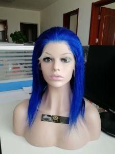 Wholesale Peruvian/Brazilian Human Hair Wigs of Full Lace Wig with Blue Sraight