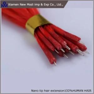 Red Straight Human Hair Nano Ring Hair