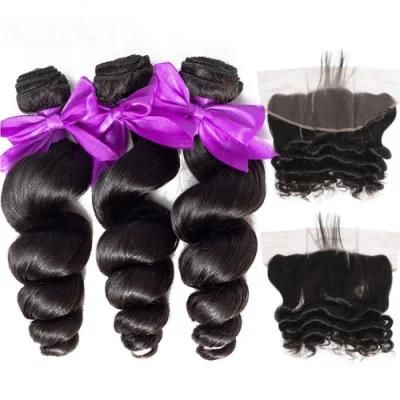 Brazilian Hair Weave Bundles Loose Wave Bundles with Frontal Human Hair 3 Bundles with Closure Frontal Hair Extension