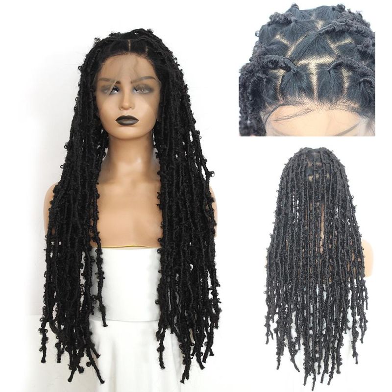 New Long Black Synthetic Hair Lace Front Braided Wigs Handmade Locs Full Lace Front Braided Wigs Box Braided Lace Wig