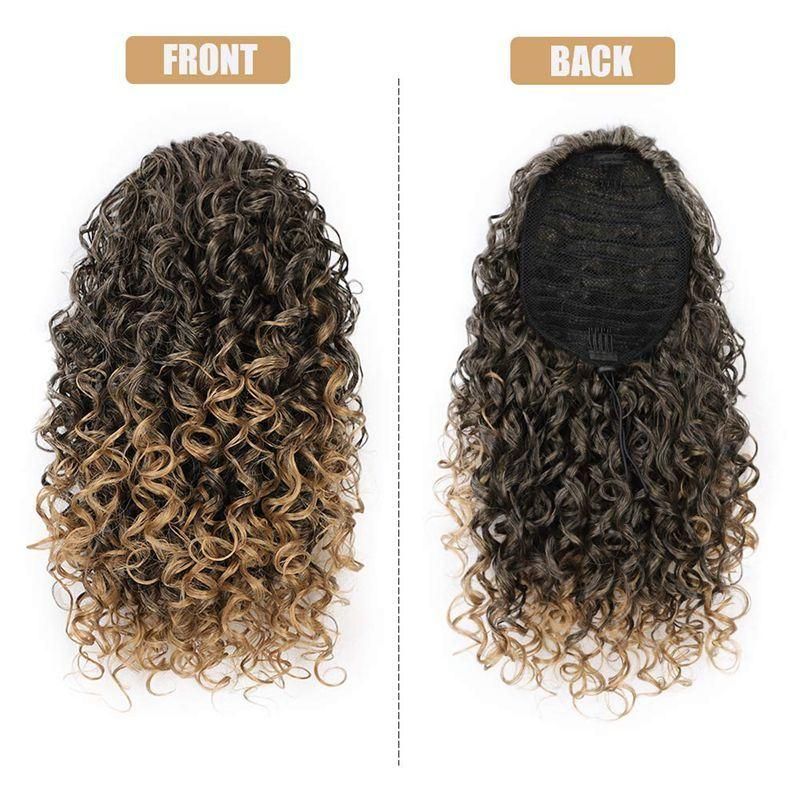 14inch Kinky Curly Synthetic Hair Extension Ponytail Heat Resistant Synthetic Fiber Clip in Hair Extensions