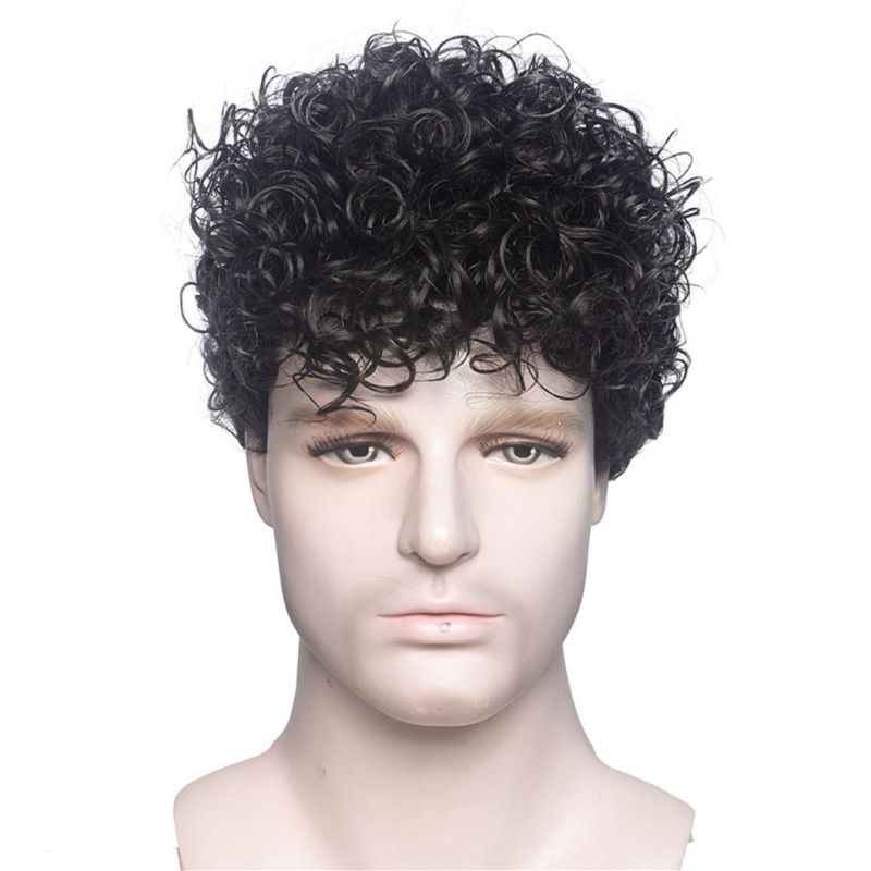Toupee Men Short Black Hair Wigs Men′ S Daily Wig Male Natural Curly Hair Breathable Men Short Hair Wigs Men′ S Daily Lace Front Wig