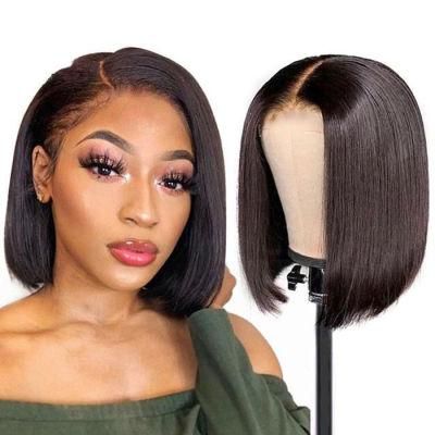 Wholesale Virgin Human Hair 180% Density Wig Peruvian Lace Frontal Short Bob Wigs