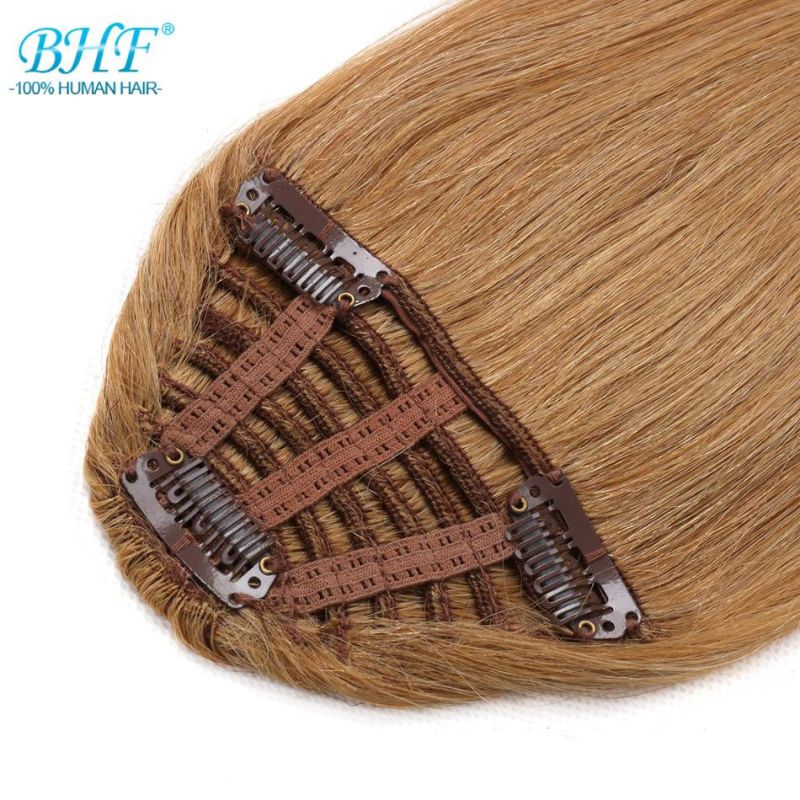 Clip in Medium Brown Straight Human Hair Fringe or Bangs Hairpieces