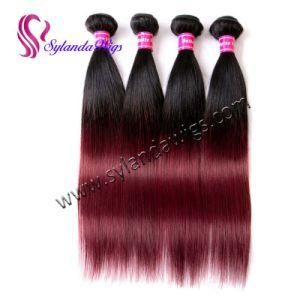 Ombre Straight Remy Hair Weave 3 Bundles Human Hair Weft #1b-99j with Free Shipping