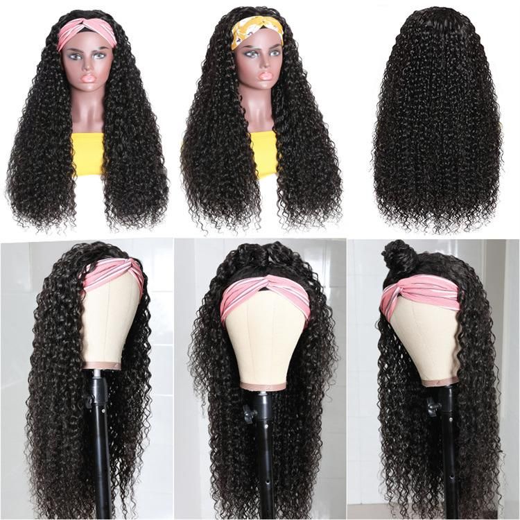 Very Popular Deep Wave Headband Wigs Cheap None Lace Wigs Human Hair for Black Women Peruvian Glueless Can Be Customized Stock
