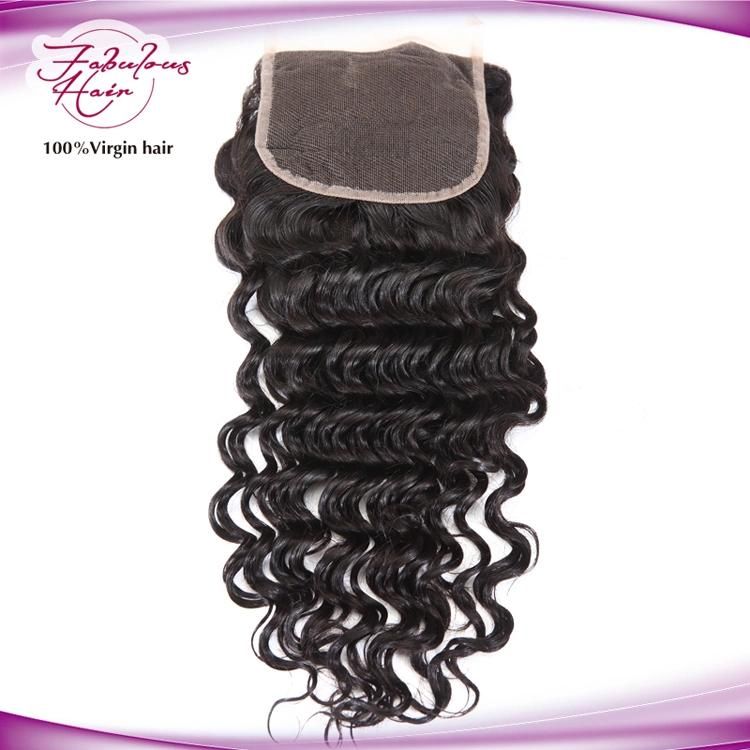 4*4 Lace Closure Wholesale Price Virgin Deep Wave Human Hair