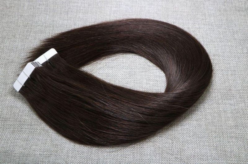Virgin Human Hair Tape in Hair Extension 16inch 20PCS 2# Silky Straight Weaving