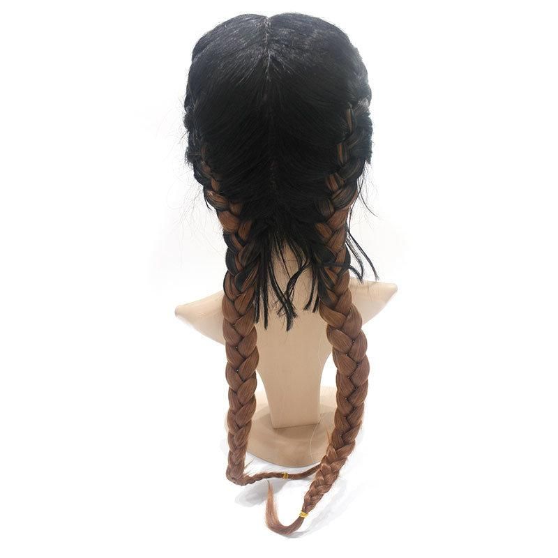 Factory Supply Lace Frontal Closure One Tone Synthetic Wig Hair Brads Wigs