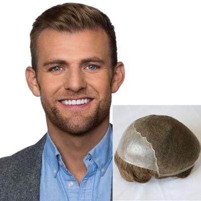 Kbeth Man&prime; S Wigs Factory Wholesale Price 100% Indian Remy Replacement Men Human Hair Toupee Q6 Ready to Ship