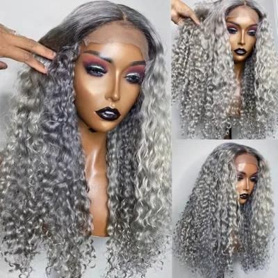 Grey Wig HD Lace Frontal Human Hair Wig Colored Wigs Water Wave Lace Front Wig Remy Brazilian Human Hair Deep Parting for Women