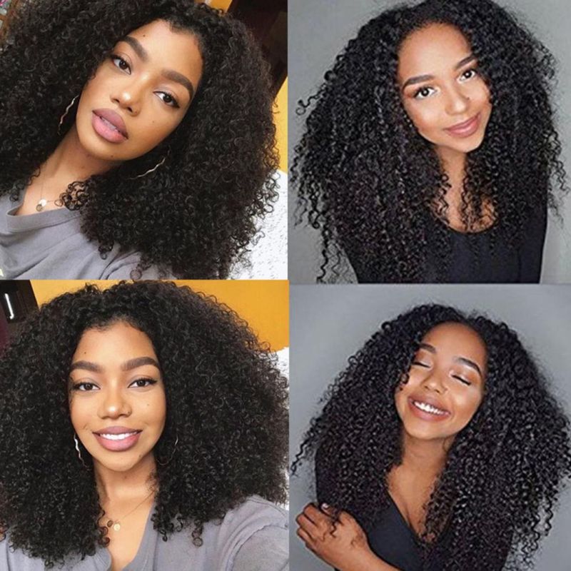 Afro Kinky Curly Wig Natural 1b 13X4 Lace Front Human Hair Wigs for Black Women Pre Plucked 150% Sunlight Remy Hair Wig