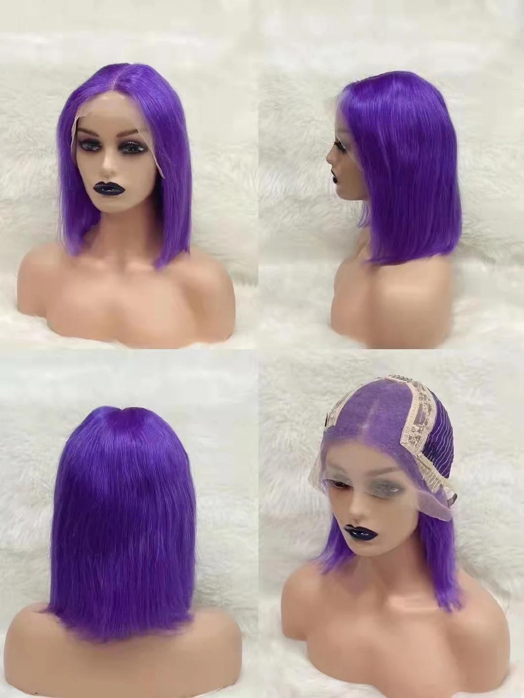Brazilian Human Hair Bang Bob Bang Front Lace Wig