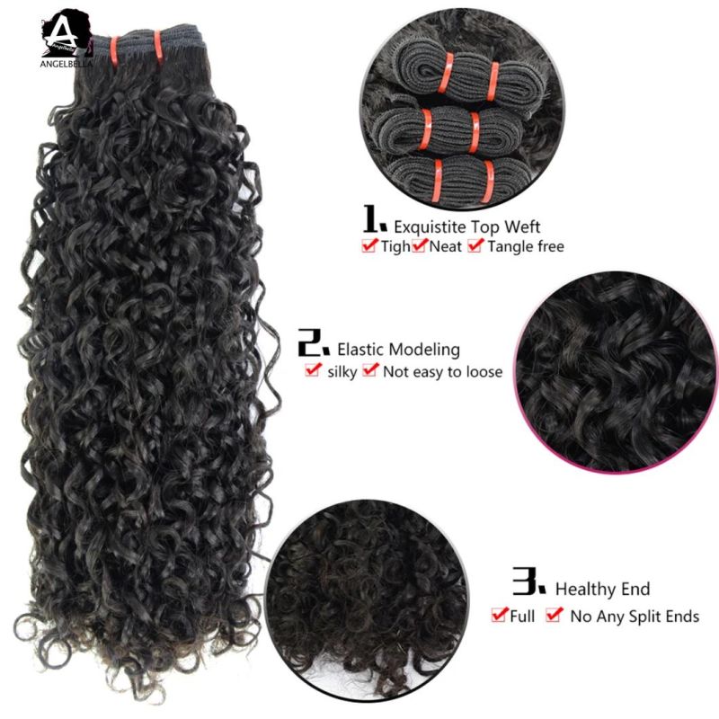 Angelbella Raw Peruvian Remy Hair Bundles 1b# Pixie Curl Hair Weaving for Gril
