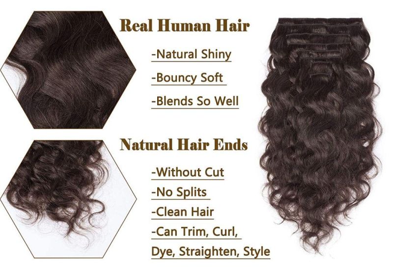 Kbeth Clip in Extension for Black Women Gift 2021 Fashion No Shedding and No Tangle 100% Real Indian Human Hair Extensions