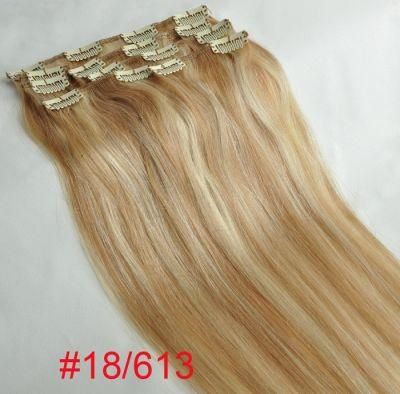 Clip on Hair Extensions Human Hair Clip in Hair Extension (AV-CH009-M18-613)