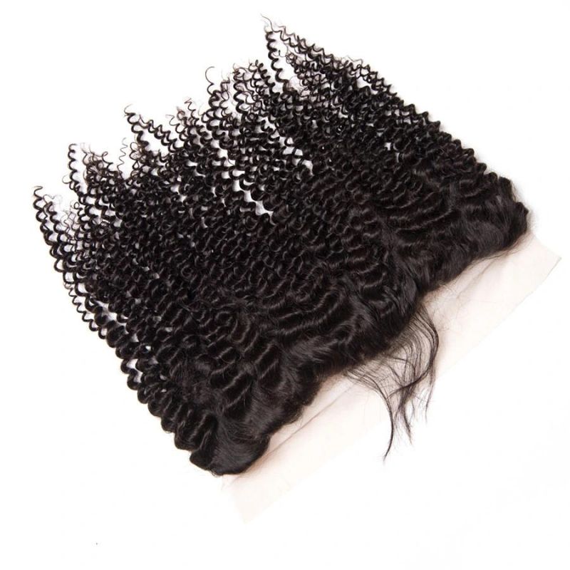 Brazilian Kinky Curly Ear to Ear Pre Plucked Lace Frontal Closure with Baby Hair 100% Human Hair Frontal Remy Hair