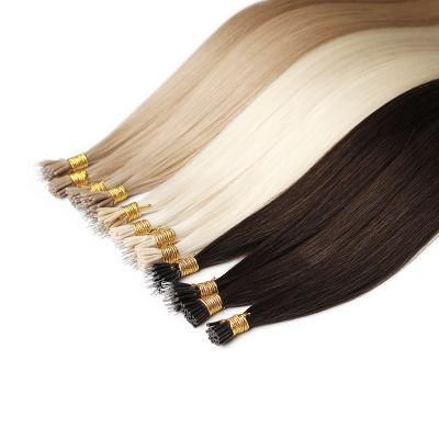 Cuticle Aligned Double Drawn Wholesale No Tangle No Shedding Nano Tip Hair Extensiones.