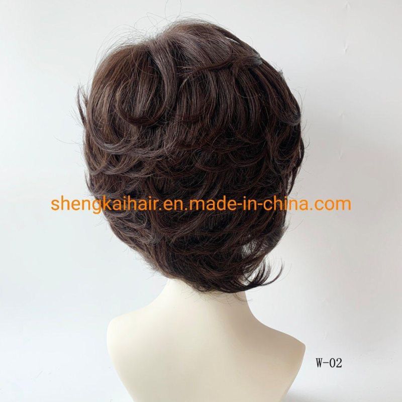 Wholesale Full Handtied Human Hair Synthetic Hair Mix China Women Hair Wig