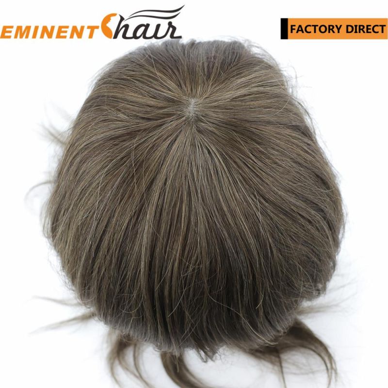 Silk Top Human Hair Natural Hairline Men′s Hairpiece