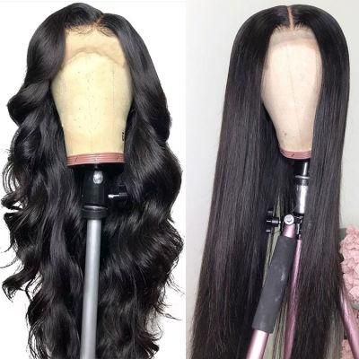 180% Density 13X4 Transparent Lace Natural Black Water Wave 100% Human Hair Wigs