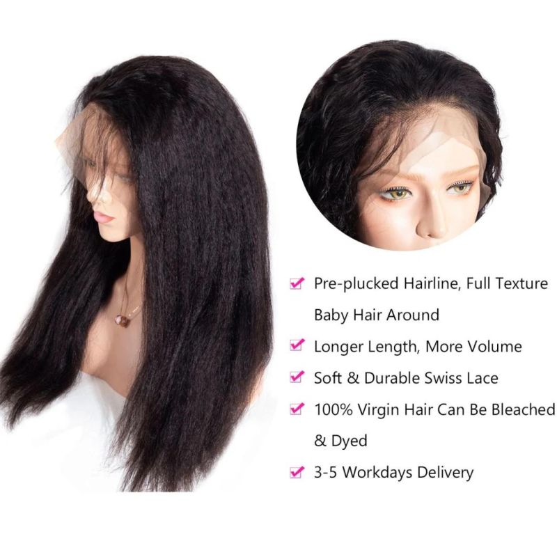 13X4 Lace Front Wigs Kinky Straight Hair Pre Plucked Virgin Human Yaki Hair Wigs Sale