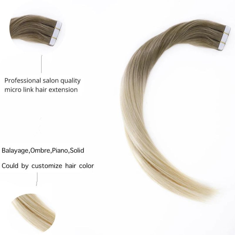 Factory Price European Virgin Remy Hair Cuticle Intact Tape in Hair Extension Piano Color