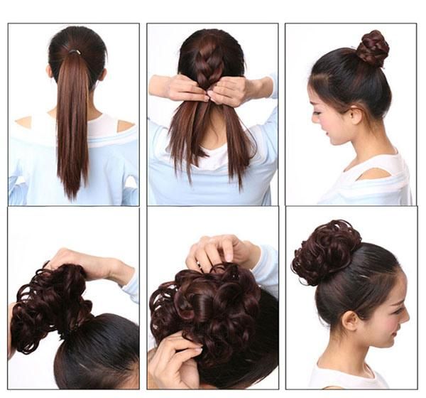 Curly Wavy Updo Hair Bun Extensions Messy Hairpieces