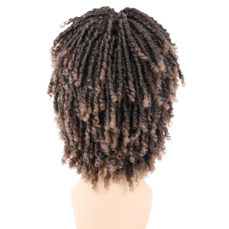 Fashion Roll Twist Ombre Dreadlock Braided Wig Short Curly Synthetic Hair Wigs for Black Afo Women Daily Natural Wigs