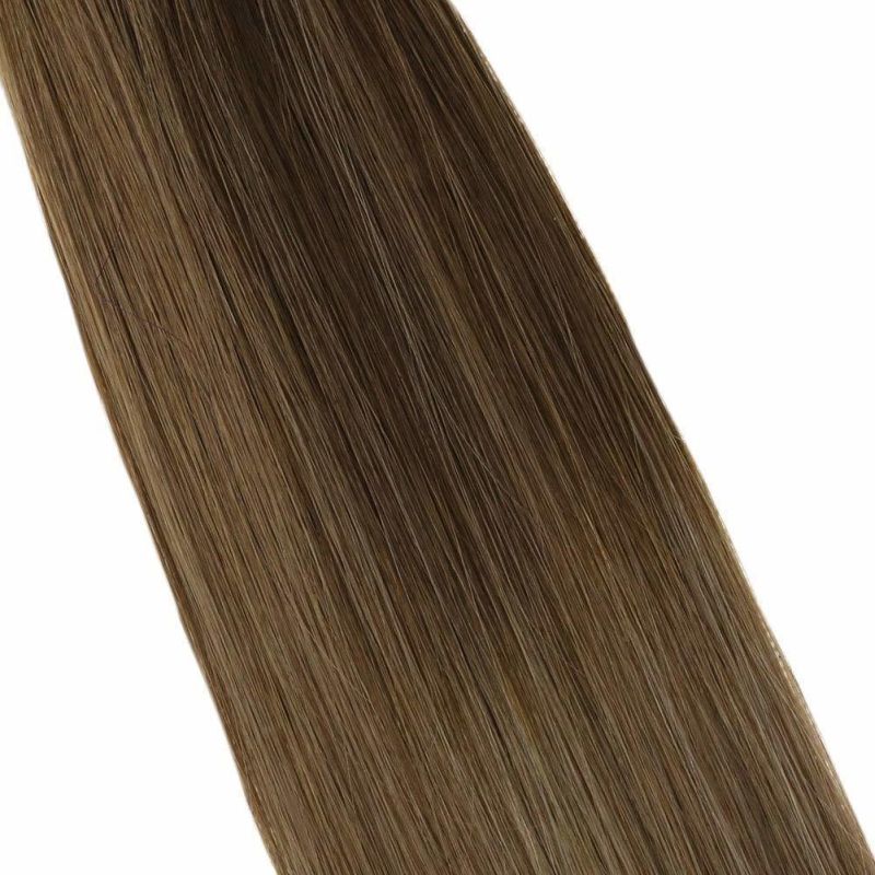I Tip Human Hair Extensions Balayage #4/10/16 Dark Brown Fading to Golden Brown Mixed Golden Blonde Salon Hair I Tip Human Hair Extentions 24inch 1g/Strand 50g/