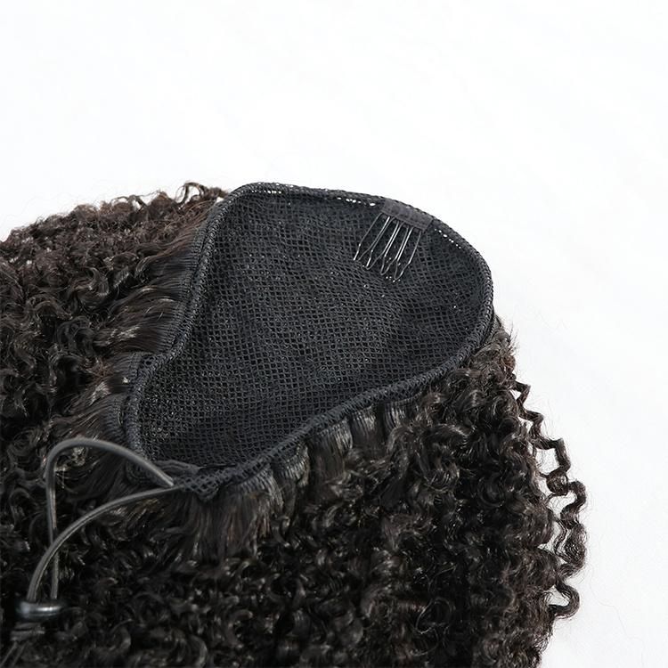 100% Human Raw Hair Kinky Curly Ponytail Drawstring Hair Extensions