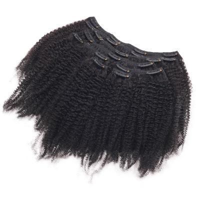 Afro Kinky 4b Curly Remy Brazilian Virgin Hair Clip in Hair Extensions 8PCS/Set