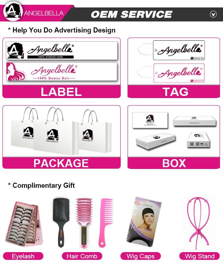 Angelbella Top Quality Remy Human Hair 1b#-Pink Hair Weaving Bundles