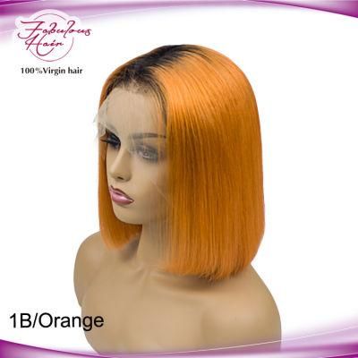 Wholesale Price Top Quality 1b/Orange Colored Silky Lace Bob Wigs